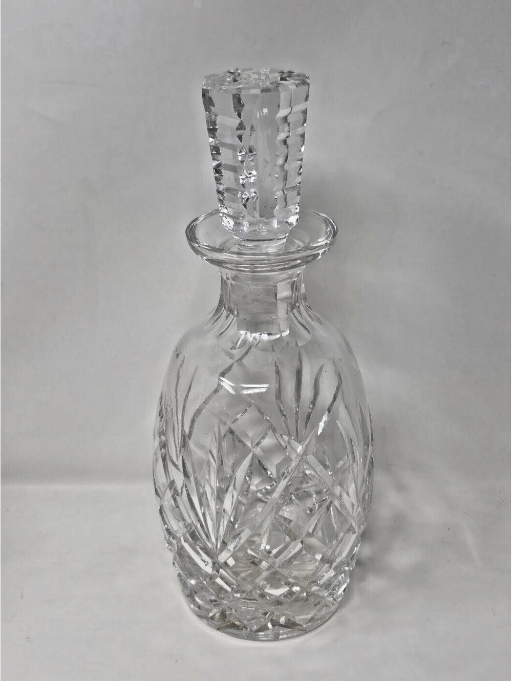 Antique Waterford Crystal Decanter With Stopper Crosshatch Cut Pattern Barware